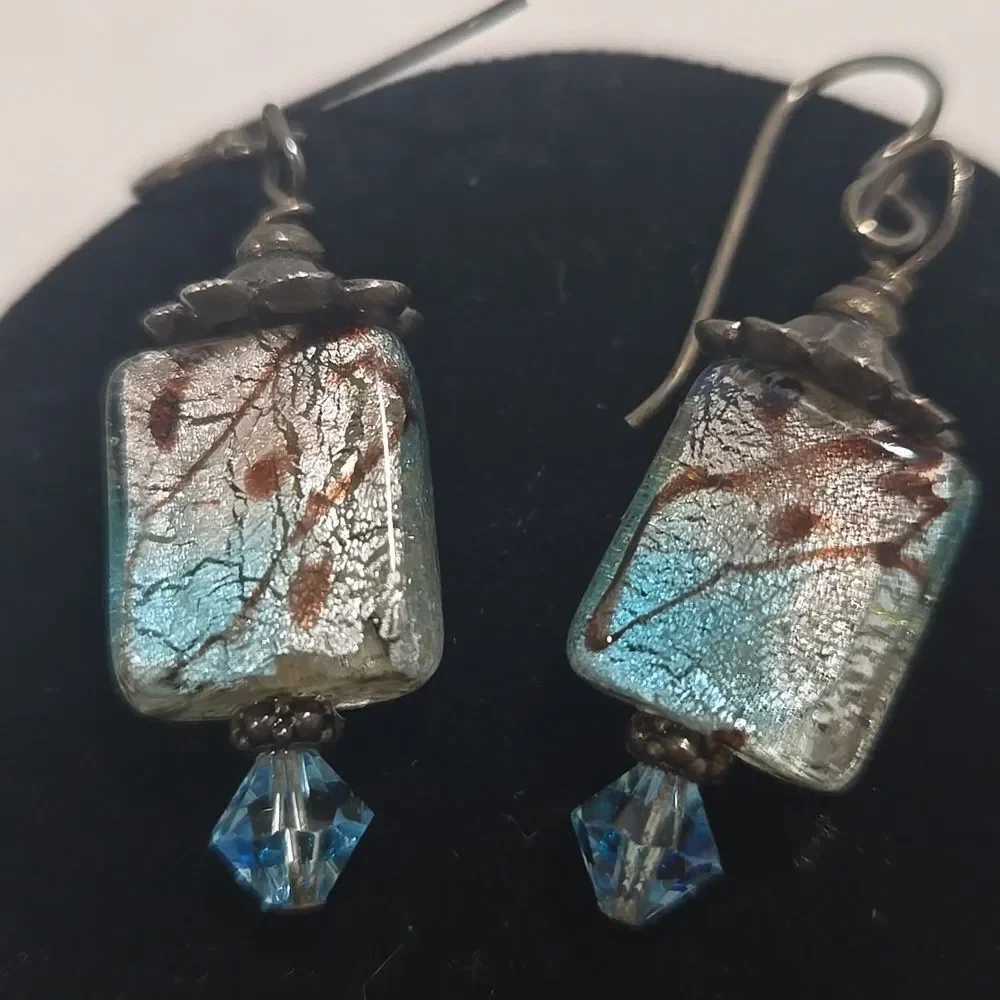 Sterling Silver and Dichoric Glass Earrings